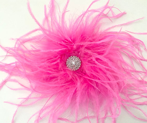 Hot Pink Feather Clip, Pink Hot Pink Feather Clip, Black Feather White Feather Red Feather Dance Costume Headpieces, Feather Hair Clips