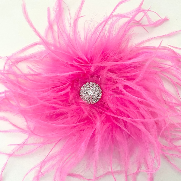 Hot Pink Feather Clip, Pink Hot Pink Feather Clip, Black Feather White Feather Red Feather Dance Costume Headpieces, Feather Hair Clips