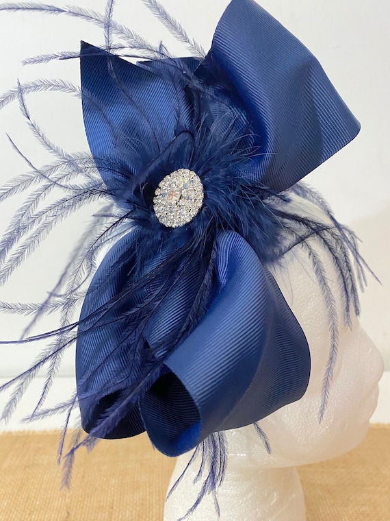 Navy Bow Fascinator Headband Burgundy 