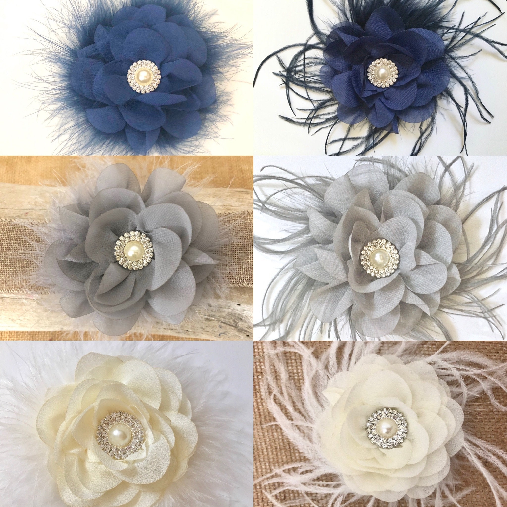 teal flower hair clips