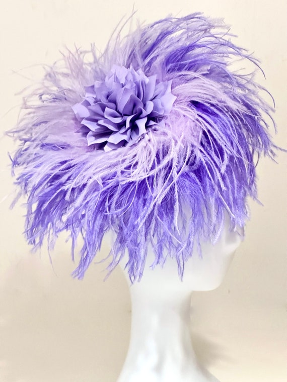 Lavender Kentucky Derby Fascinator Headband, Lavender Feather Headband Fascinator Hat, Custom Fascinators, Light Lavender Hairpiece