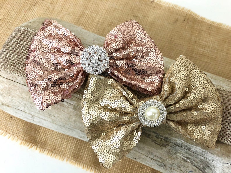 Gold Hair Bow Gold White Hair Clip Rose Gold Hair Bow Etsy