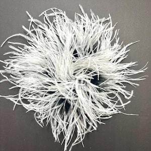 Black White Feather Brooch boutonniere, Oversized Feather Brooch, Red Black Feather Brooch, Ostrich Feather Brooch, Black White Feather Clip