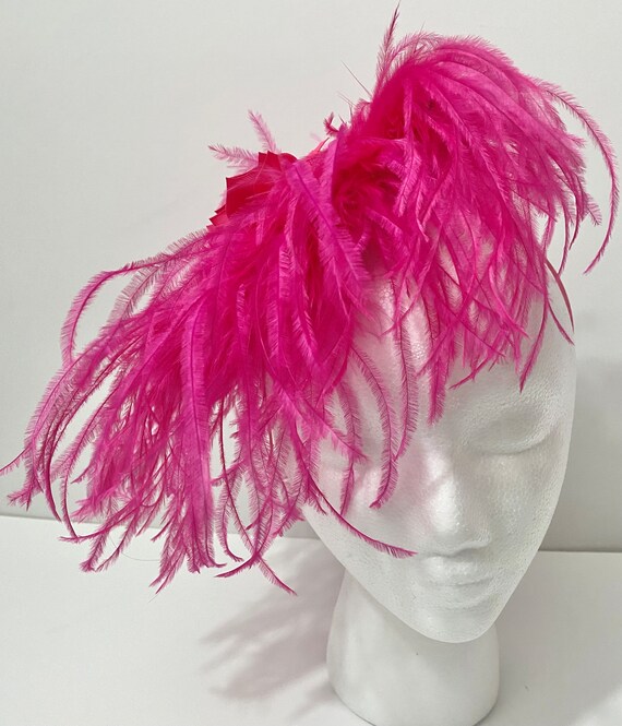 Pink Hot Pink Blush Soft Pink Flower Feather Headband Fascinator, Derby Church Fascinator Hat, Flower Feather Hairpiece Headband, Custom