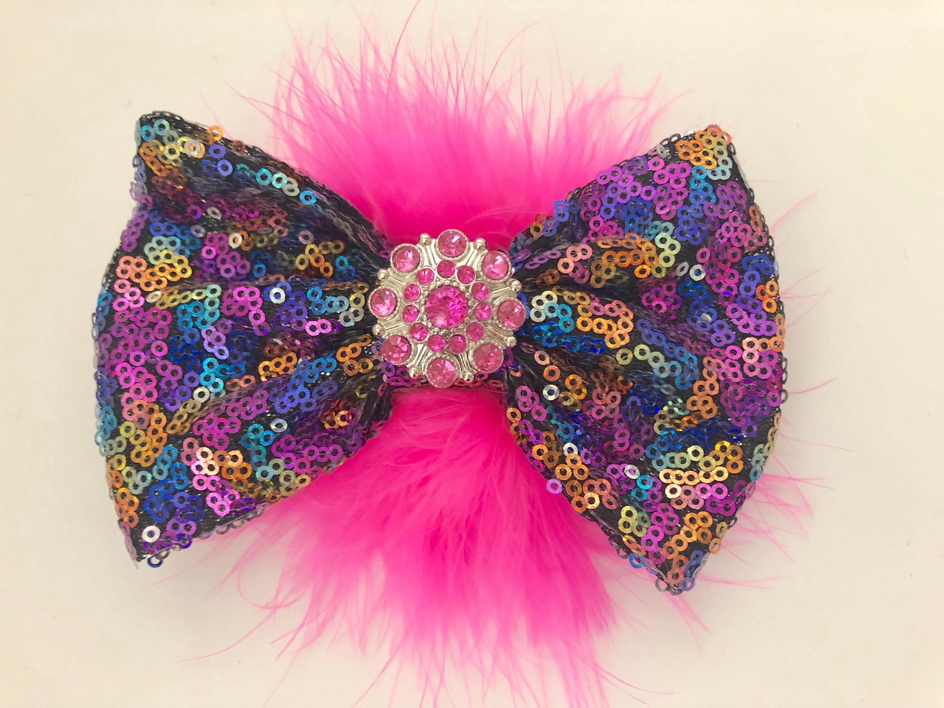 Metallic Rainbow Hair Bow Pink Purple Hair Bow Dance Costume