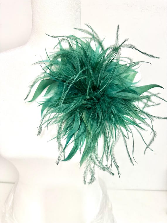 Dark Green Feather Brooch Pin, Burgundy Wine Feather Pin, Ostrich Feather Corsage Boutonniere Pin,Royal Blue, Black Beige, Red Feather pin