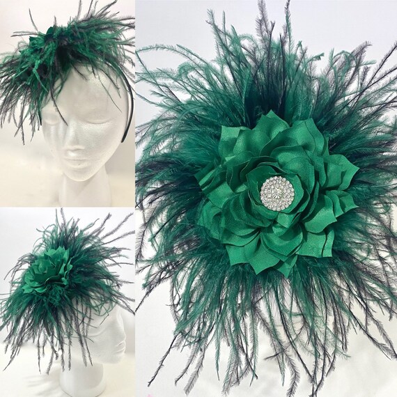 Deep Green Black Hat Fascinator Headband, Hunter Green Headband Fascinator Hat Christmas Headband, Green Black Kentucky Derby Hat Fascinate