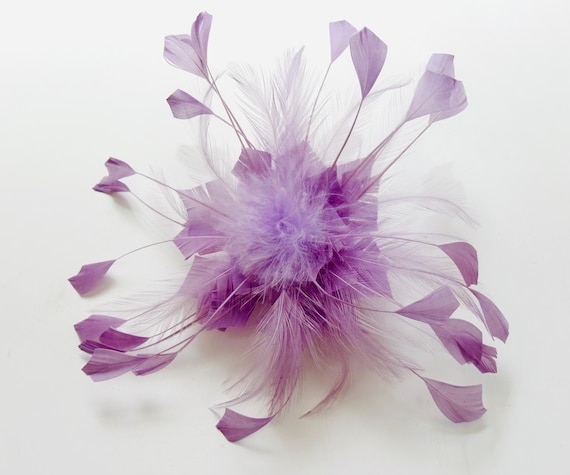 Lavender Feather Brooch Pin, Couture Feather Brooch, pin, black feather Geometric 3D hand cut feather, brooch, Feather Hair clip,