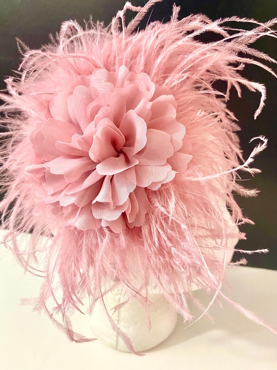 Dusty Rose Fascinator Headband Hat, Kentucky Derby Hat Headband, Dusty Rose Pink Mauve Fascinator, Wedding Fascinate,Church Feather Headband