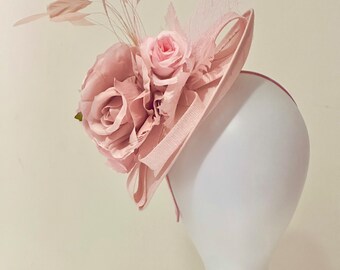 Light Pink Dusty Rose Veil Fascinator Hat, Mini Kentucky  display picture 2
