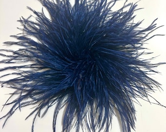 Ostrich Feather Brooch Pin, Feather Shoe Clips, Navy, Pink, Beige, Silver, Black, White,Black Feather Brooch Pin, Oversized Boutonnière Pin