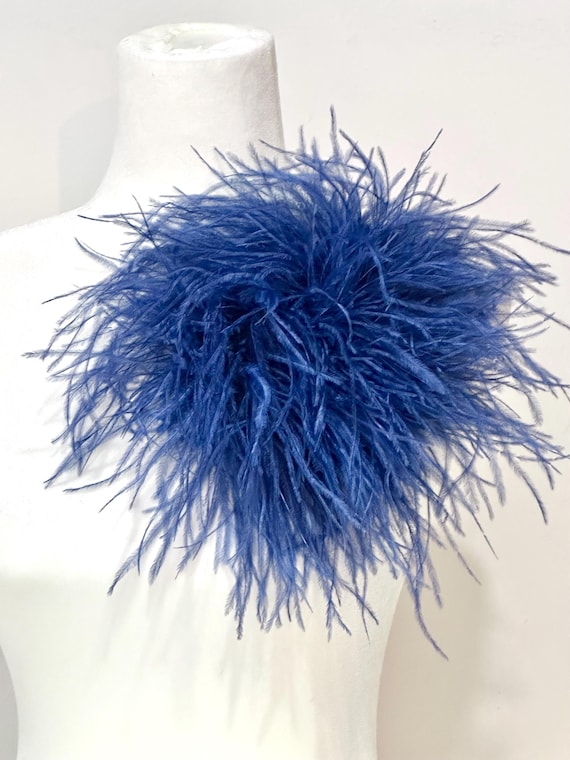 Oversized Navy Feather Brooch Pin boutonniere,Black White Seaweed Olive Dark Green, Beige Pink Dusty Rose 6-8 ply Ostrich Feather Brooch Pin