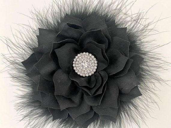 Black Flower Clip, Black Feather Clips, Beige, White, Blush Pink, Navy, Hot Pink, Dusty Rose Flower Clips, Wedding Bridal Hair Flower Clips
