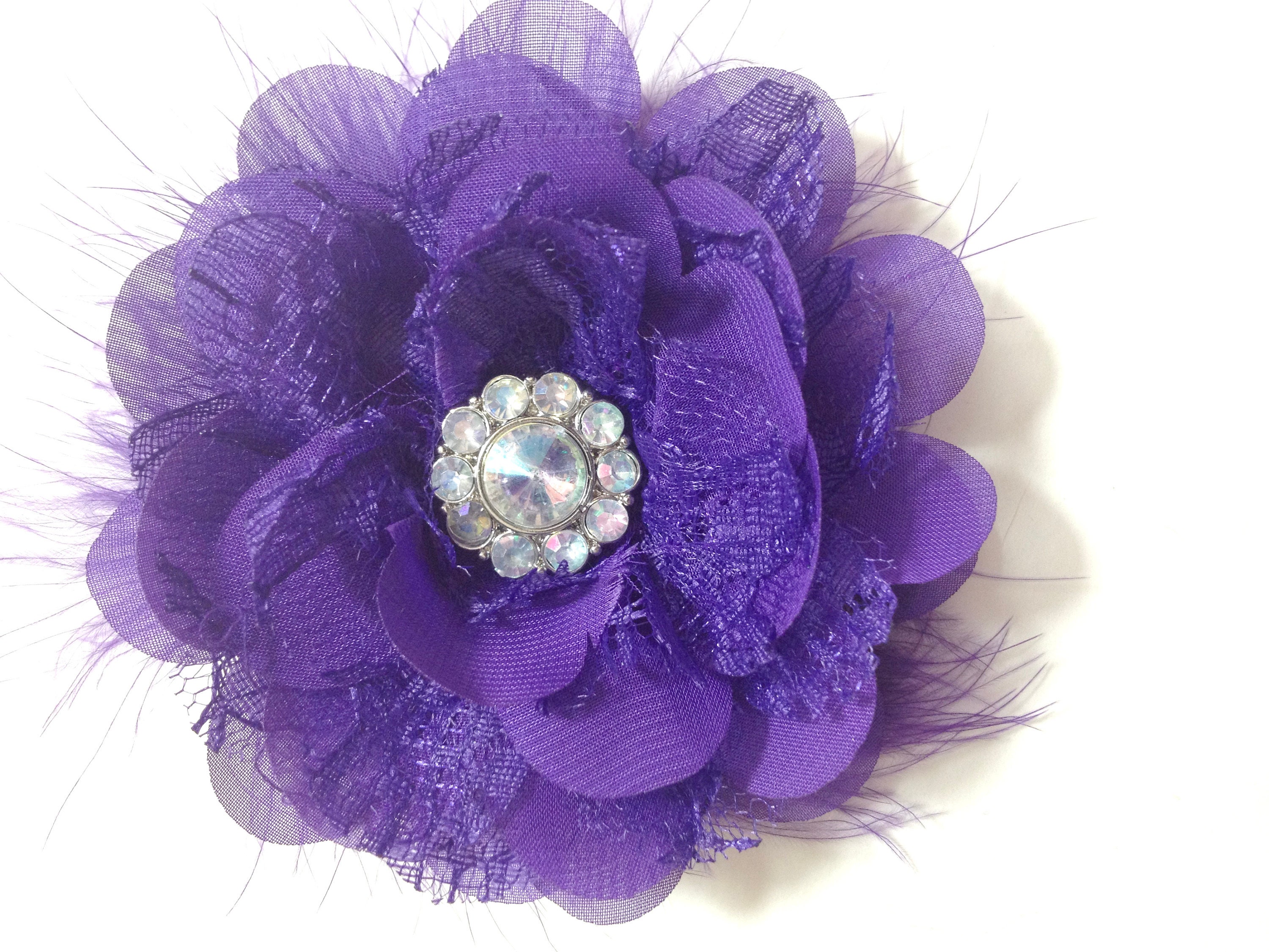 White Lace Flower Hair Clip, Ivory Chiffon Lace Hair clip, Wedding