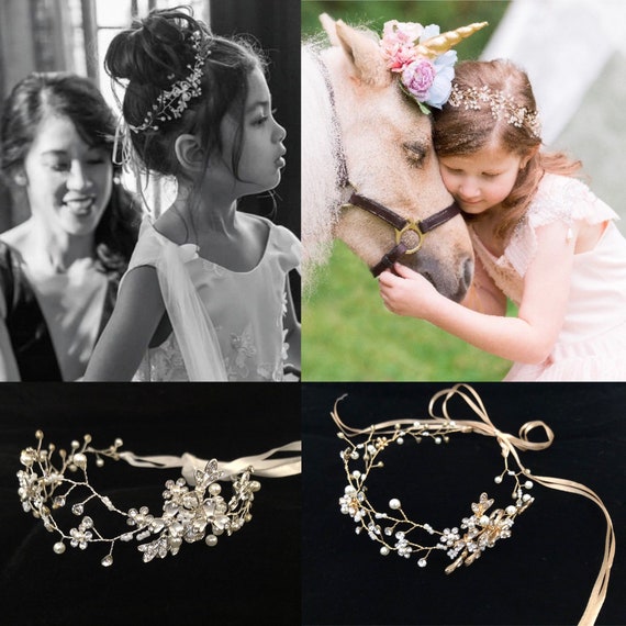 First Communion Tiara Crown, Flower Girl Crown Wreath, Communion Halo Crown, Flower Girl Crown Headband, Silver Crystal Pearl Crown Wreath