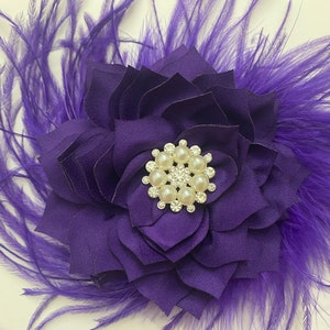 Purple Fascinator, Purple Kentucky Derby Feather Fascinator, Bridal Headpiece, Flower Hair Clips, All colors image 8