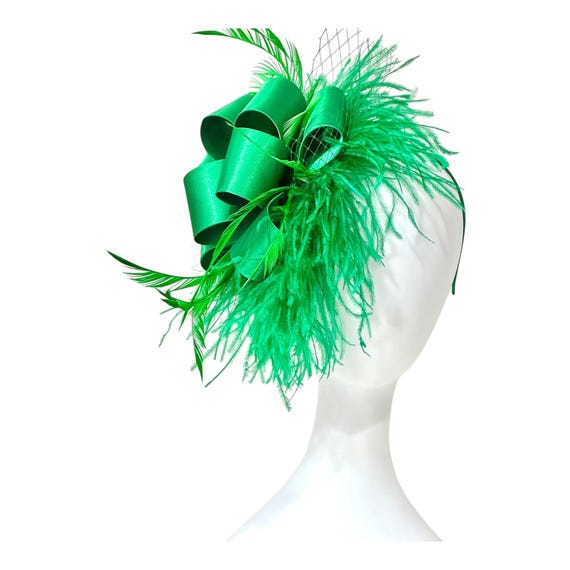 Emerald Green Fascinator Hat, Christmas Fascinator Hat,  Feather Fascinator Hat, Red Christmas Fascinator hat,Feather Fascinator Hat, Custom