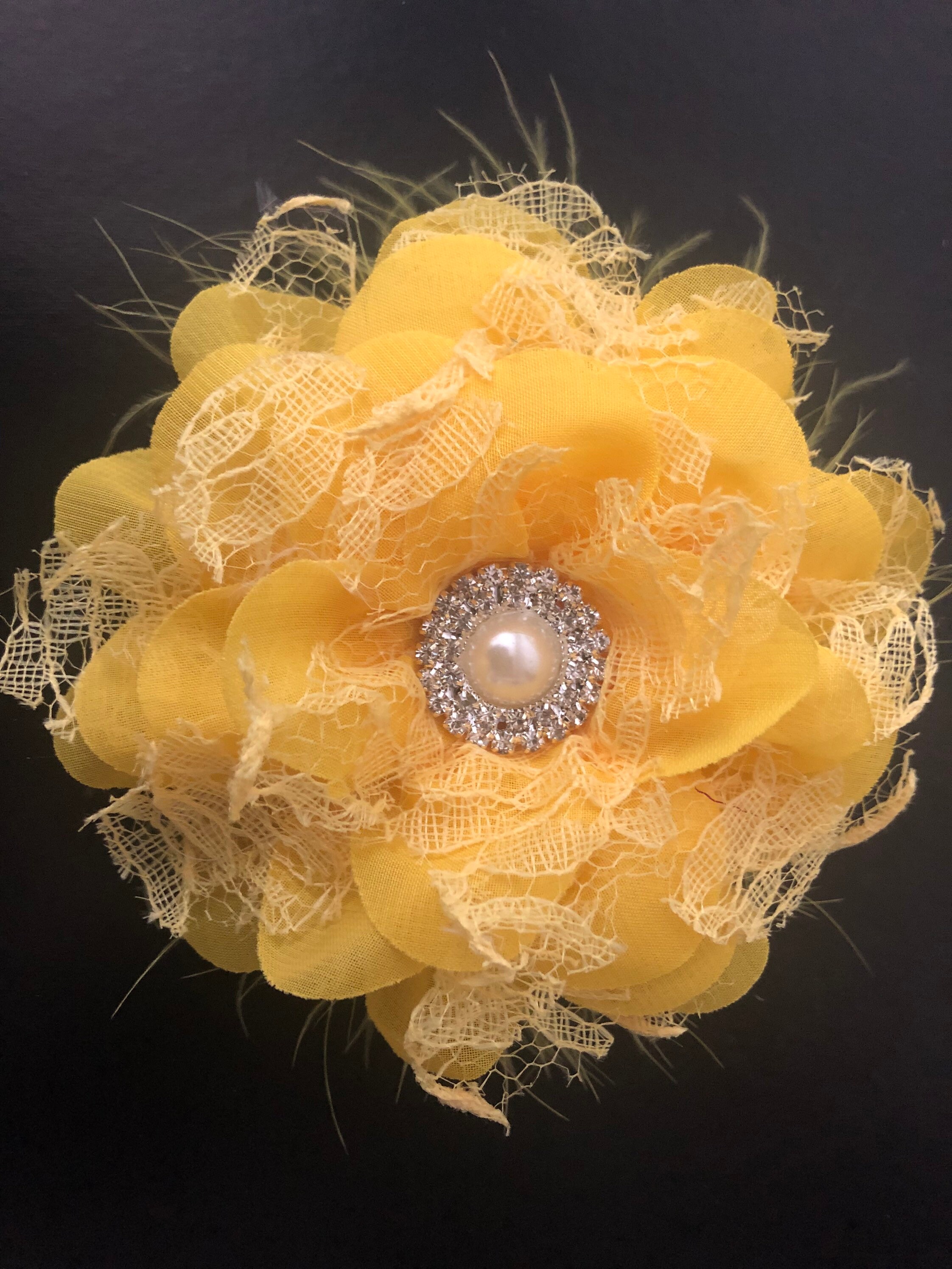 White Lace Flower Hair Clip, Ivory Chiffon Lace Hair clip, Wedding