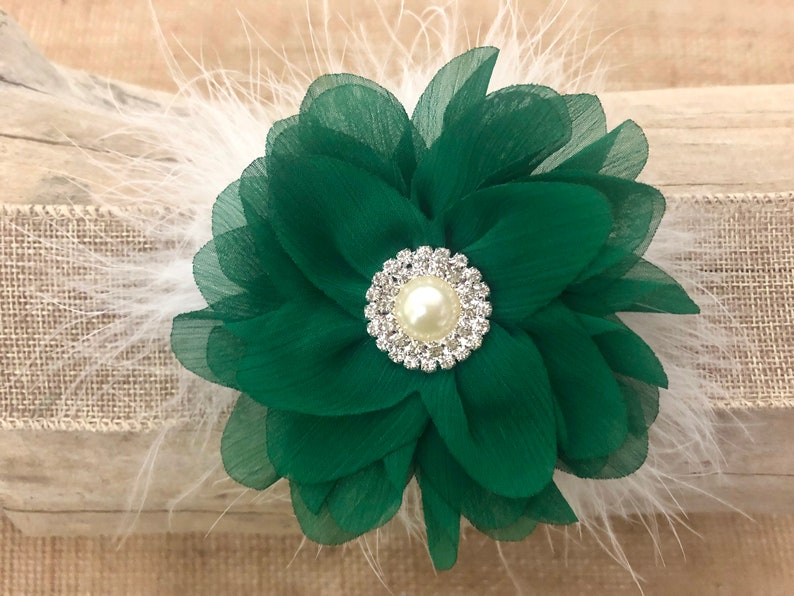 Green White Hair Clip Christmas Green Headbands Emerald White Flower Clip,Christmas Hair Clip,Emerald Green Bow Christmas Hair Bows