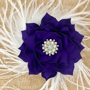 Purple Fascinator, Purple Kentucky Derby Feather Fascinator, Bridal Headpiece, Flower Hair Clips, All colors image 1