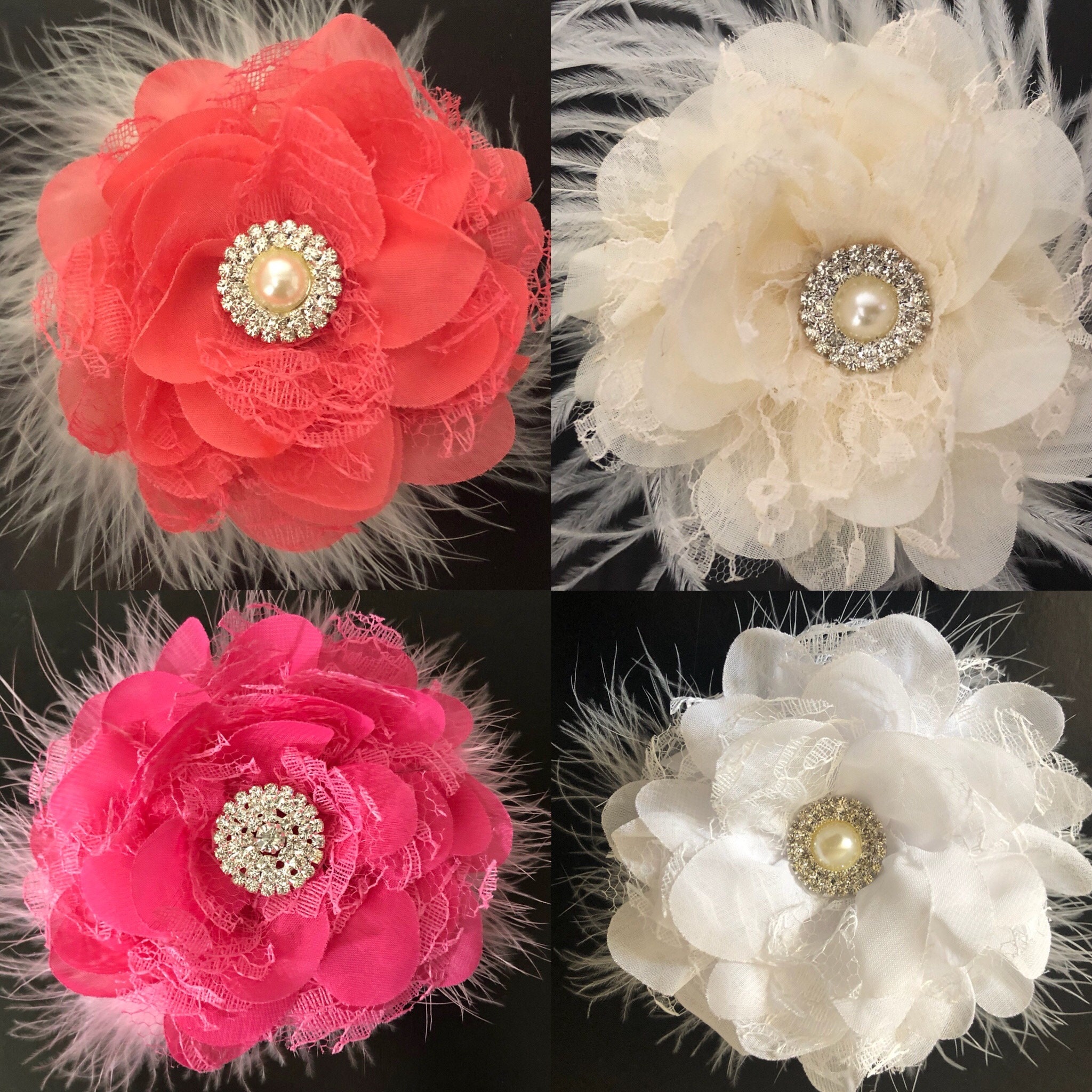 White Lace Flower Hair Clip ivory Lace Hair clip Flower Girl Etsy