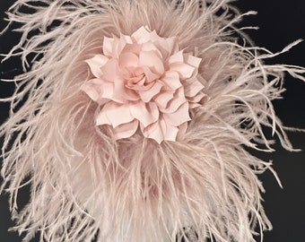 Champagne Blush Kentucky Derby Fascinator Headband Hat, Dusty Rose Feather Fascinator Headband Wedding Fascinator, Feather Fascinator Hat