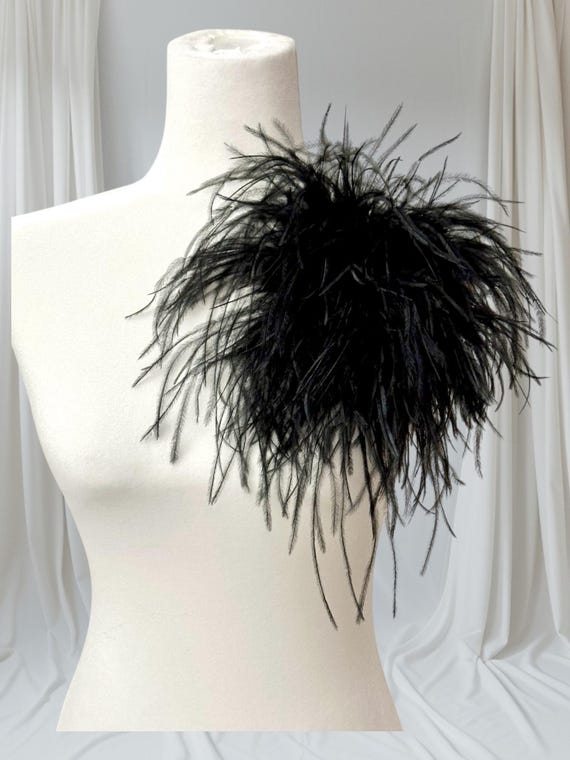 Black Feather Pin, Mocha Mousse Brown, Olive Green Big Feather Brooch Pin,Beige,Navy Silver,Pink Dusty Rose Large Ostrich Feather Brooch Pin