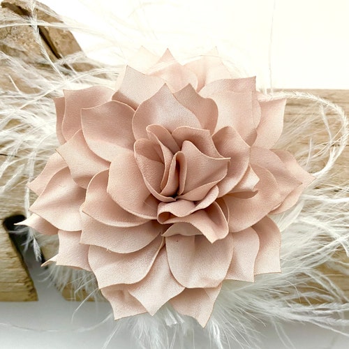 Champagne Beige, Blush, Dusty Rose, Pink, Lilac Flower Feather Clip, Wedding Bridal Flower Hair Clips, Wedding Headpieces, Custom Hairpiece