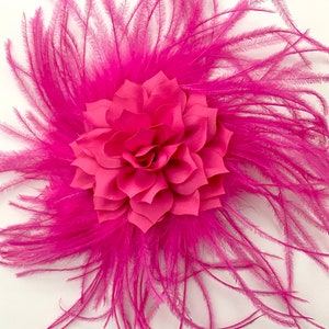 Hot Pink Fascinator Hair Clip, Pink Bright Pink Feather Fascinator Clip, Custom Feather Fascinator Hat Clip, Church Wedding Hair Clips,