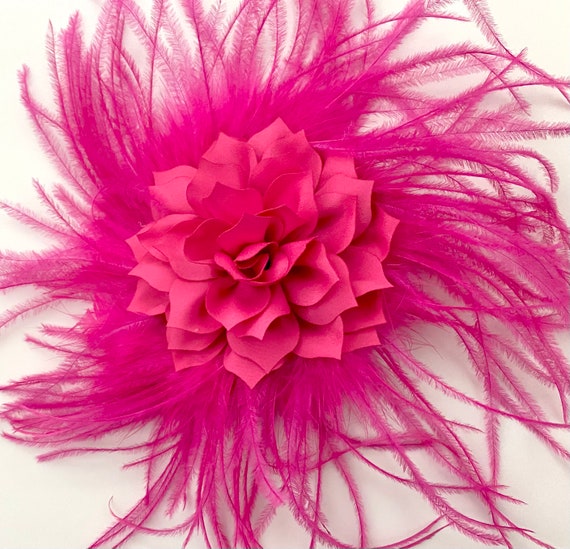 Pink Feather Fascinator Clip, Derby Fascinator Clip, Hot Pink Bright Pink Feather Fascinator Clip, Custom  Wedding Fascinator Hat Clip