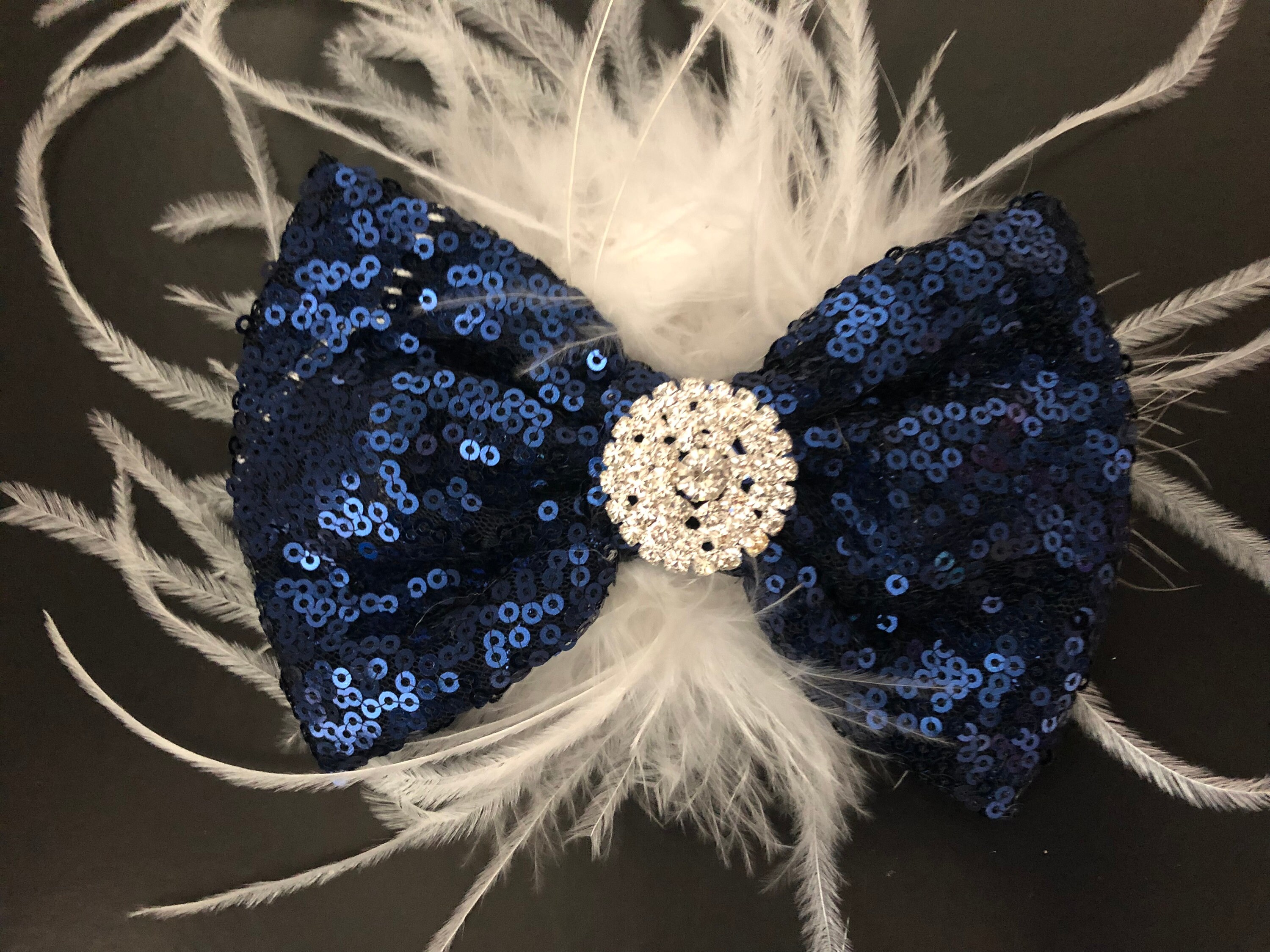 Navy Blue Hair Clip Navy And White Hair Bow Blue Hair Bow For