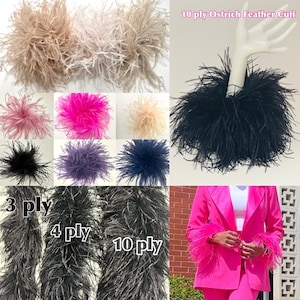 Ostrich Feather Trim, Feather Clips,Wrist Band Cuffs,Feather Hair pins, Black, Beige, Dusty Pink Feather Brooch, Shoe Clips, All ply's