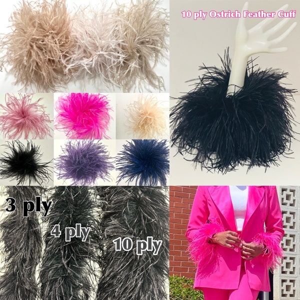 Ostrich Feather Trim, Feather Clips,Wrist Band Cuffs,Feather Hair pins, Black, Beige, Dusty Pink Feather Brooch, Shoe Clips, All ply's