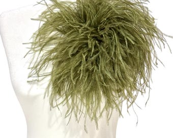 Épingle plume vert olive, épingle pour corsage plumes, brun chocolat, vieux rose, beige, noir, argent bleu marine, rouge, grande épingle plume d'autruche