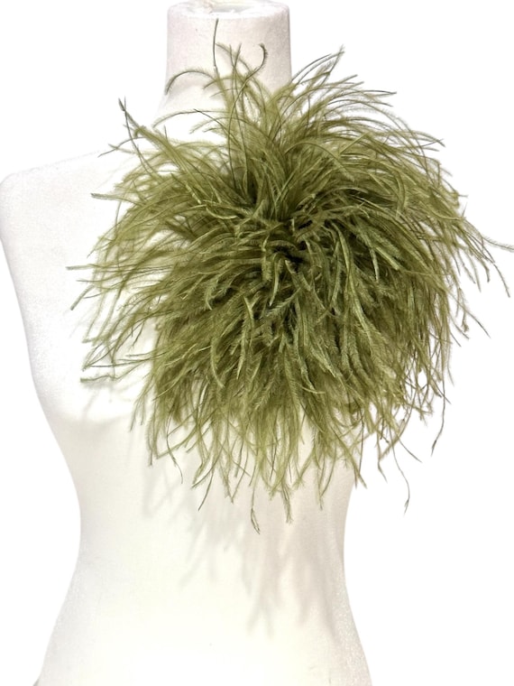 Olive Green Feather Pin, Feather Corsage Pin, Chocolate Brown, Dusty Rose, Beige, Black,Navy Silver, Red, Large Ostrich Feather Brooch Pin