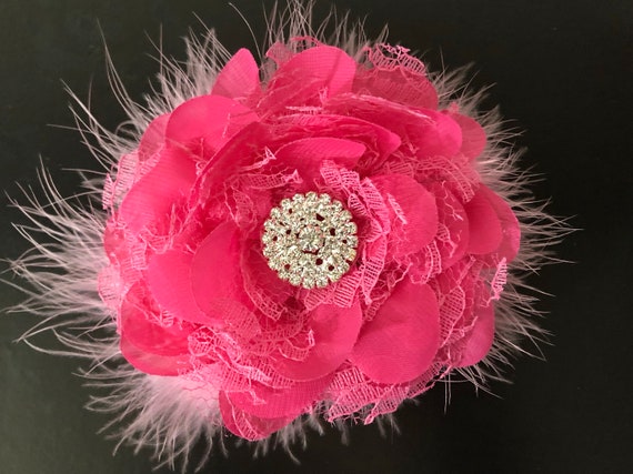 hot pink flower hair clip