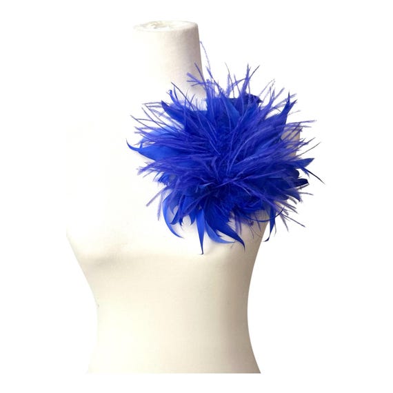 Oversized Feather Brooch Pin, Ostrich Turkey Feather Pin,Feather Corsage Pin,Royal Blue, Burgundy Wine, Dark Green, Beige Feather Brooch Pin