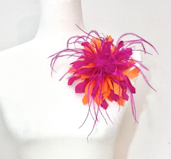 Pink Orange Feather Brooch Pin, 3D Feather Brooch Oversized Feather Pin boutonniere, Hot Pink, Sage Green, Dusty Rose, Pink Mauve Beige