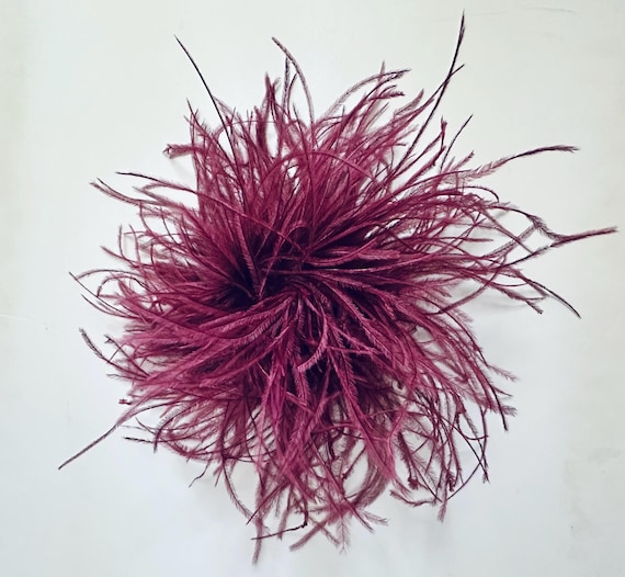 Burgundy Feather Brooch, Red Wine Cuffs, Feather Shoe Clips, All colors,Black, Beige, Dusty Rose Pink, Great Quality Ostrich Feather 2-10ply