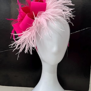 Pink Hot Pink Fascinator Hat, Pink Kentucky Derby Hat Fascinator, Pink Feather Hat Fascinator, Church Wedding Hat Fascinator