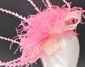 Easter Bow Fascinator Kentucky Derby Hat Fascinator Headband, Dusty Rose Plum, Champagne Ivory, Coral Peach Hat, Easter Headband