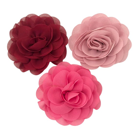 Chiffon Flower Hair Clips, Wine, Navy, Teal, Beige Chiffon Flower Clip, Gray, Mauve Blush,Dusty Pink Wedding Bridal Flower Girl Hair Clips