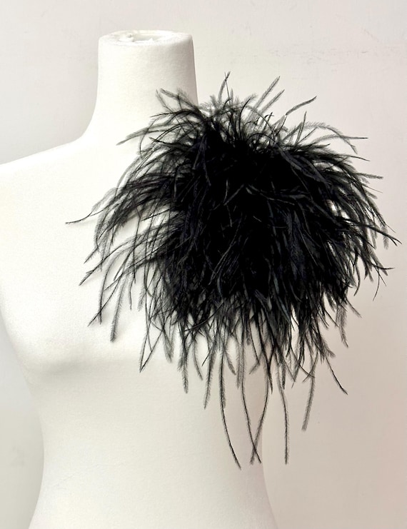 Black Ostrich Feather Brooch Pin: Burlesque Hair Clip