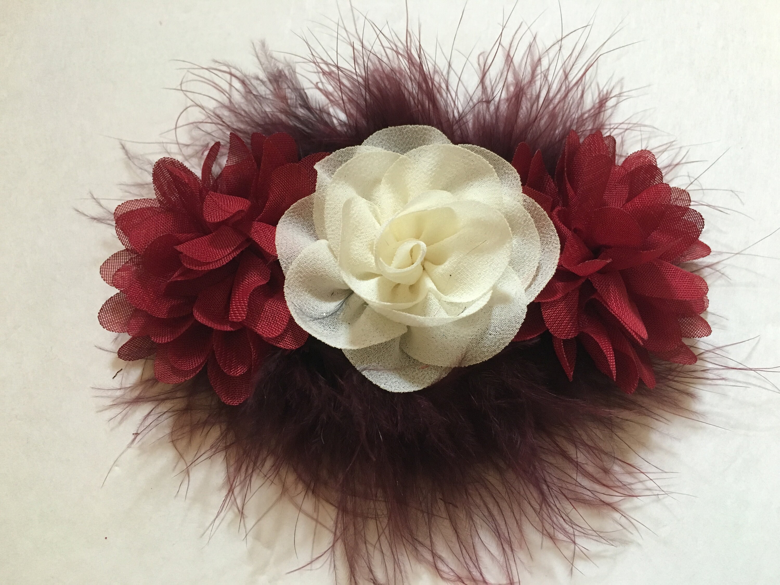 Fall Hair Clips Burgundy Ivory Hair Clip Maroon Clip Bridal Flower Clip Flower Girl Clip Baby Headband Flower Girl Wedding Hair Clips