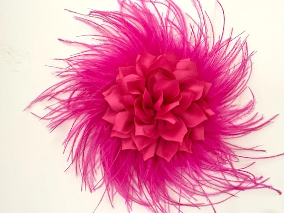 Hot Pink Fascinator Hat Clip, Hot Pink Fascinator Hat Clip, Pink Feather Hair clip, Bachelorette Wedding Fascinate
