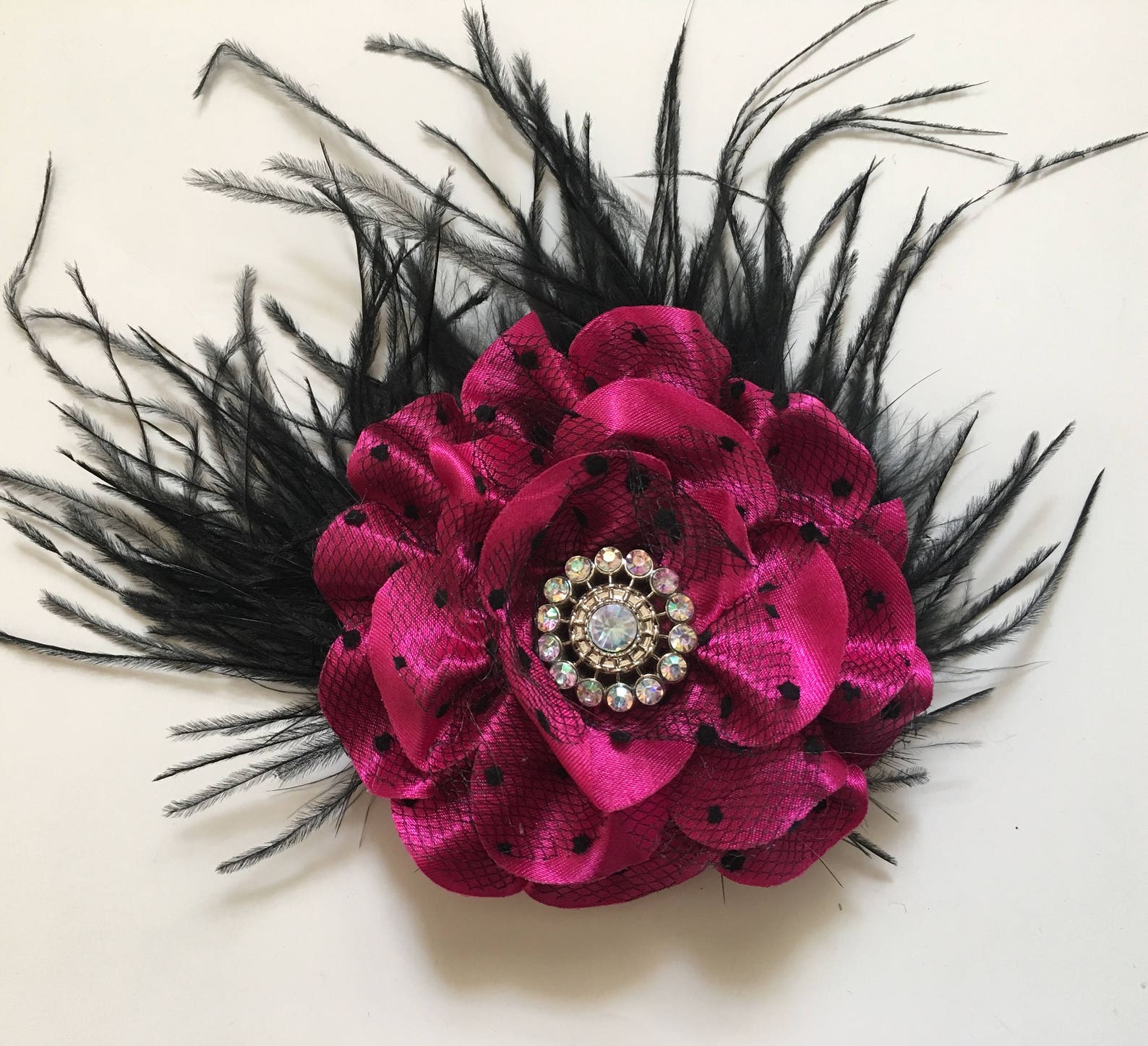 Plum Black Lace Hair Clip Deep Pink Clipfuchsia Hair Clip Etsy