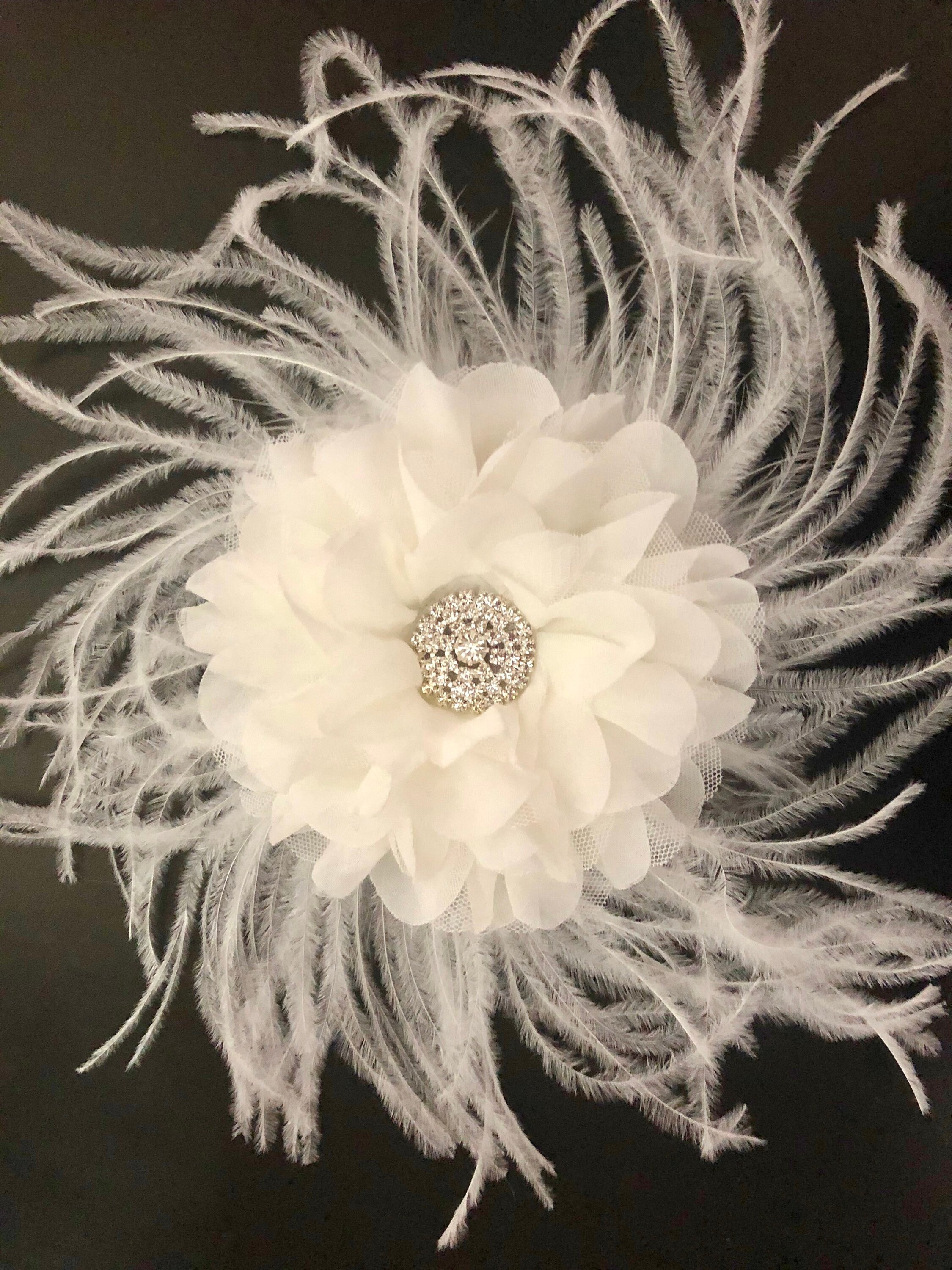 White Bridal Fascinator White Hair Flower Clip Derby