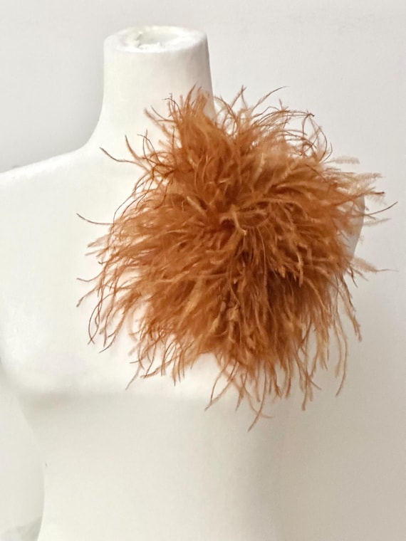 Feather Brooch Pin, Rust Mocha Brown ,Seaweed Olive Green Feather Brooch Pin, Black,Navy Silver, Pink Dusty Rose Large Ostrich Feather Pin
