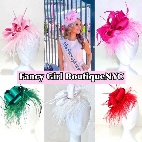 Pink, Hot Pink, Red, Green Fascinate Hat, Christmas Headband Fascinator Kentucky Derby Hat Feather Fascinator, Wedding Fascinator Headpiece,