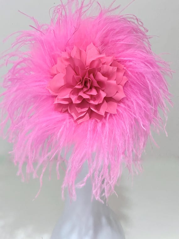 Bright Pink Kentucky Derby Fascinator Hat, Pink Feather Fascinator Hat, Hot Pink,Pale Pink Feather Fascinator, Garden Tea Party Hat, Bespoke